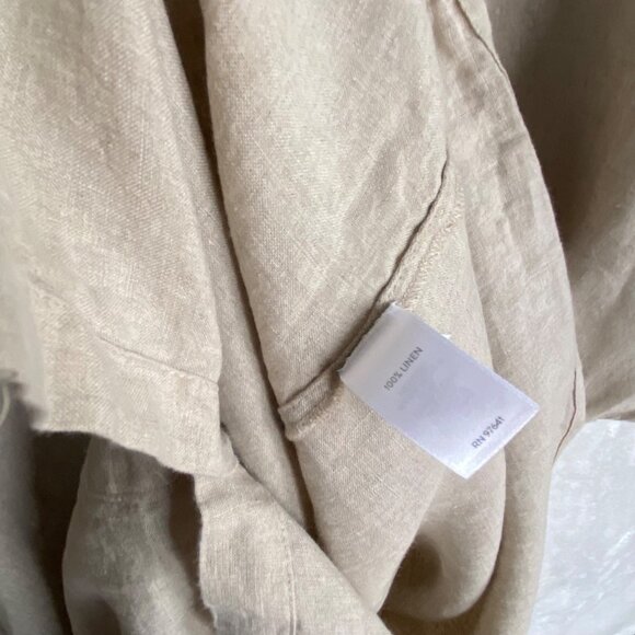 size L large J. Jill love 100% linen beige button blouse short sleeve - Picture 2 of 7